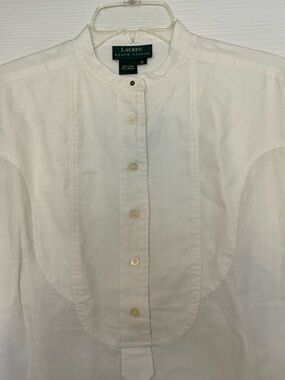 Ralph Lauren Cream Linen Band-Collar Tunic, size 10, NWT